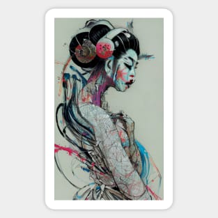 Cyber Geisha painting Sticker